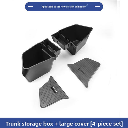 Tesla Model Y Trunk Side Storage Box Set | TPE Waterproof Organizer with Pull Handle Cover 4 Piece