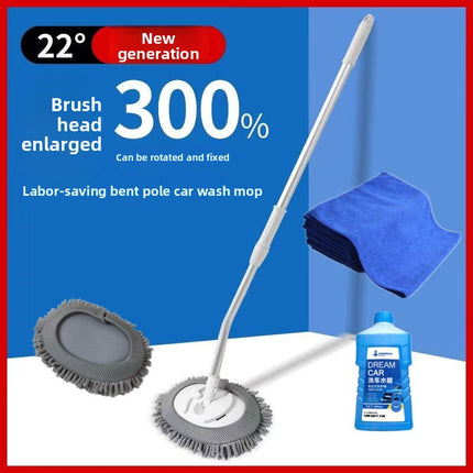 360° Rotating Car Wash Mop with Extendable Bendable Handle - Soft Microfiber for Wet & Dry Cleaning