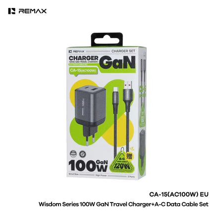 REMAX Wisdom Series 100W GaN Travel Charger+A-C Data Cable Set CA-15(AC100W) EU