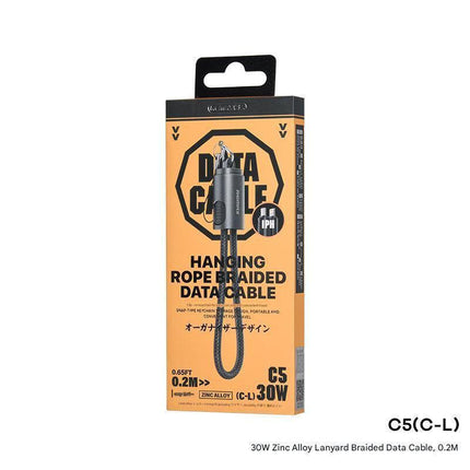 REMAX Zinc alloy Hanging Rope Braided  data cable 0.2M C5(C-L)  30W