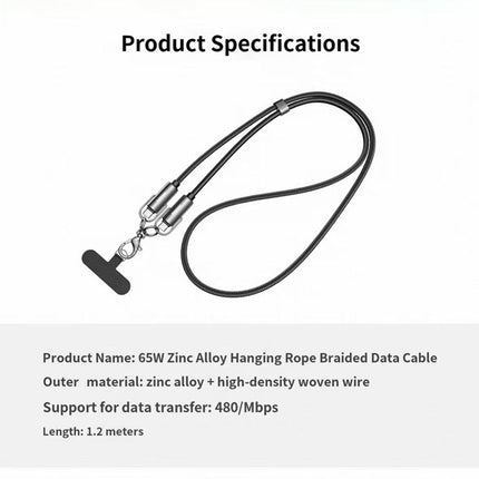 REMAX Zinc Alloy Hanging Rope Braided Data Cable 1.2M C19(C-L)  30W