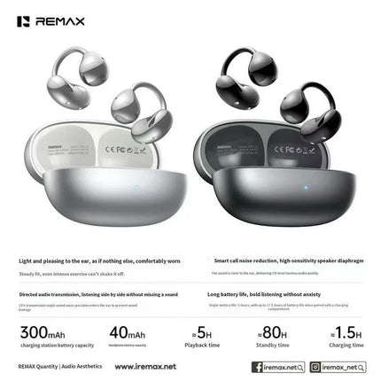 REMAX OWS Ear Clip True Wireless Music Call Earphones OWS-19 | 5H Playtime | Noise Reduction
