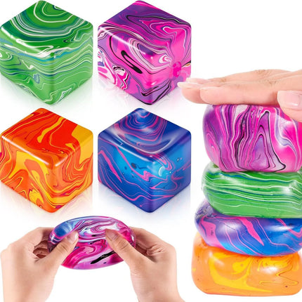 Needoh-Style Squishy Stress Ball, Flow Pattern Slow-Rise Aurora Malt Candy Fidget Toy for Anxiety Relief, Focus and Sensory Play