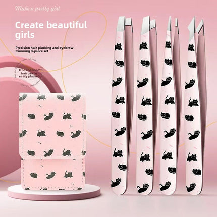 Professional Stainless Steel Tweezers Set: Precision Eyebrow, Facial Hair & Eyelash Tool
