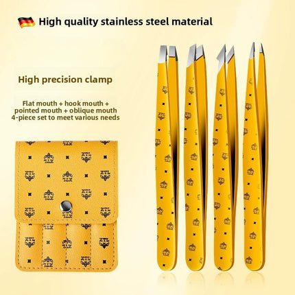 Professional Stainless Steel Tweezers Set: Precision Eyebrow, Facial Hair & Eyelash Tool