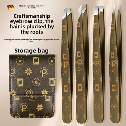 Professional Stainless Steel Tweezers Set: Precision Eyebrow, Facial Hair & Eyelash Tool