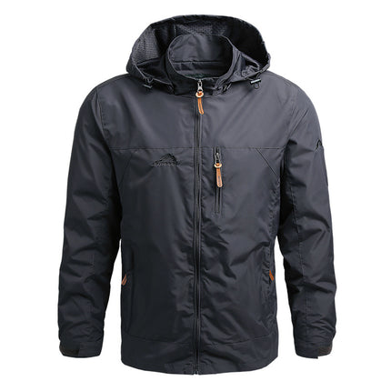 Men’s Outdoor Windproof Hooded Jacket, Hiking and Sports Coat