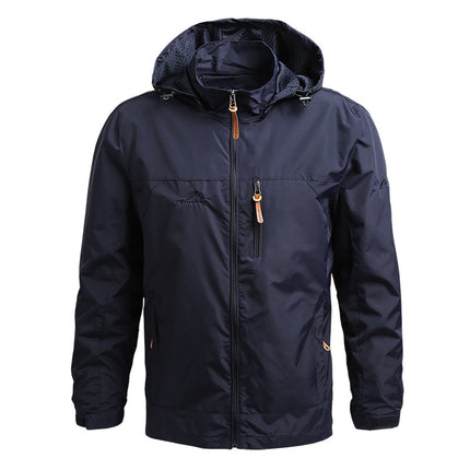 Men’s Outdoor Windproof Hooded Jacket, Hiking and Sports Coat