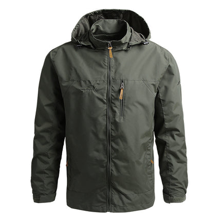 Men’s Outdoor Windproof Hooded Jacket, Hiking and Sports Coat