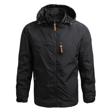 Men’s Outdoor Windproof Hooded Jacket, Hiking and Sports Coat