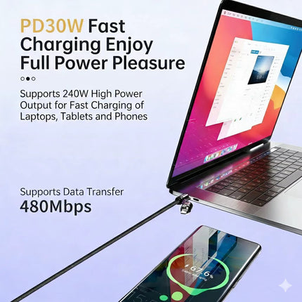 REMAX Vanguard 240W Multifunctional USB-to-USB-C Zinc Alloy Data 1.2M Cable C1(A+C-C+L)