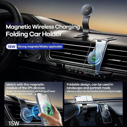 REMAX 15W Magnetic Folding Wireless Car Charging Phone Holder