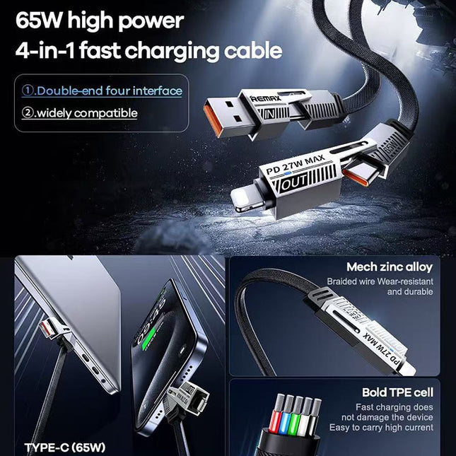 REMAX 65W Multi Functional Zinc Alloy Braided Data Cable RC-C189