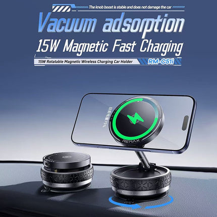 Remax 15W Rotatable Magnetic Wireless Charging Car Holder RM-C51i