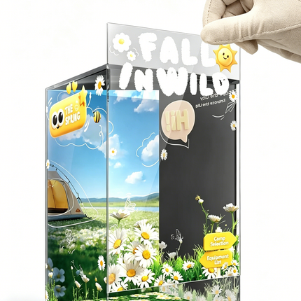 Acrylic Display Case for POP MART Labubu The Monsters, Fall In Wild Themed, 3mm Thick, 12x12x19cm, Dustproof Protective Box