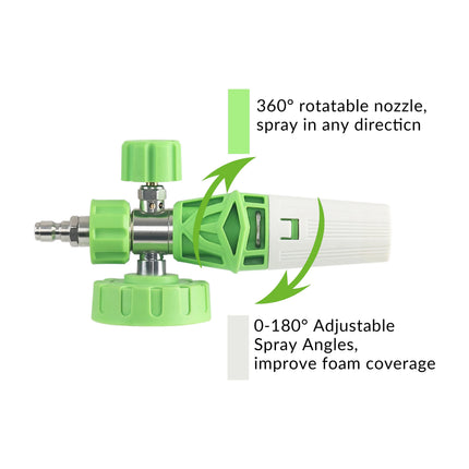 Professional Foam Cannon with Wide Mouth Nozzle - Anti-Rust Electroplated Aluminum, Quick Connect, Fan Spray Pattern