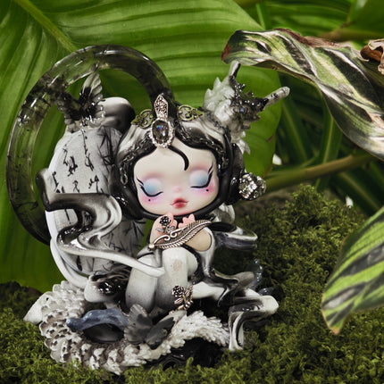 Black & White Ink Wash Skull Panda Custom Figure, Limited Edition