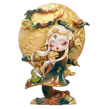 POP MART Skull Panda Custom Repaint, Green & Gold Themed Collectible