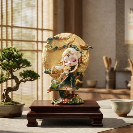 POP MART Skull Panda Custom Repaint, Green & Gold Themed Collectible