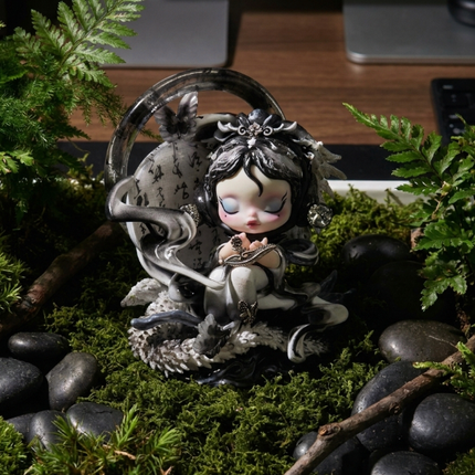 Black & White Ink Wash Skull Panda Custom Figure, Limited Edition