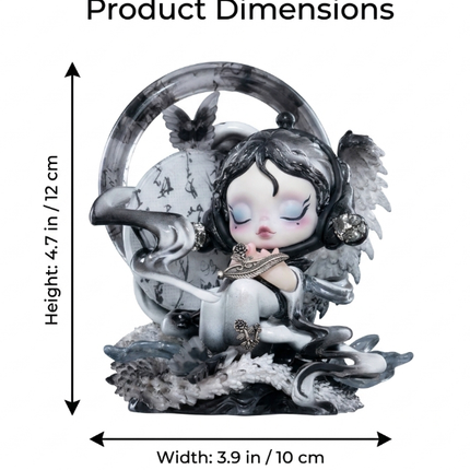 Black & White Ink Wash Skull Panda Custom Figure, Limited Edition