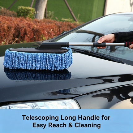 Extendable Car Wash Brush with Detailing Duster for Effortless Cleaning & Wax Application