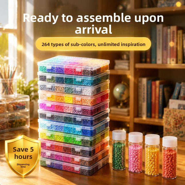 264 Color Fuse Beads Tray Set | 12000pcs 24 Grid Storage Box DIY Craft Kit for Beginners