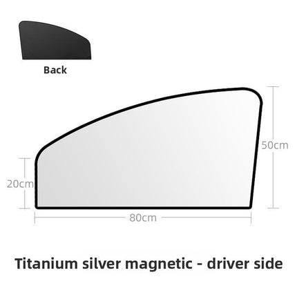 Magnetic Car Sunshade | Silver Coated Fabric UV Block Privacy Shield Universal Fit for Windows