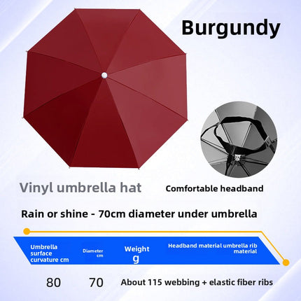 Hands-Free Umbrella Hat with UPF 40+ Protection – Lightweight Alloy Frame, Custom Logo Available for Outdoor Fishing & Hiking