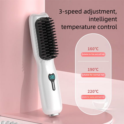 Wireless Heated Brush with Negative Ion Technology for Frizz-Free Hair Straightening & Styling