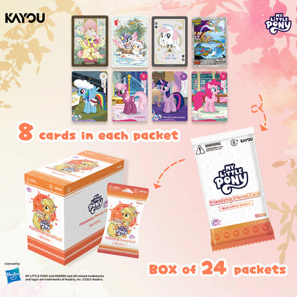 KAYOU Friendship Eternal My Little Pony Moon Edition Cards, English Series 1 Card Set, Display Box (24 Packs)