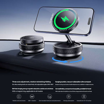 Remax 15W Rotatable Magnetic Wireless Charging Car Holder RM-C51i