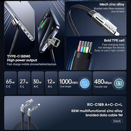 REMAX 65W Multi Functional Zinc Alloy Braided Data Cable RC-C189