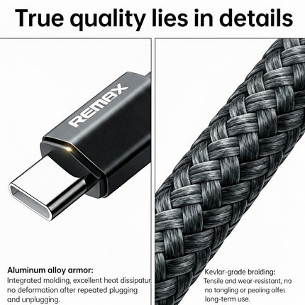 REMAX Phantom  aluminum alloy light fast charging braided data cable 1.2M CB01