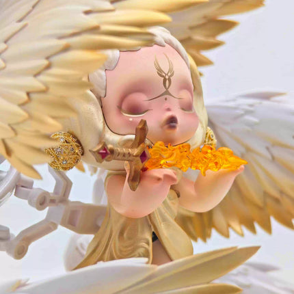 Handmade SKULLPANDA Seraphim Statue | Six-Winged Guardian Custom Figure | POP MART Exclusive