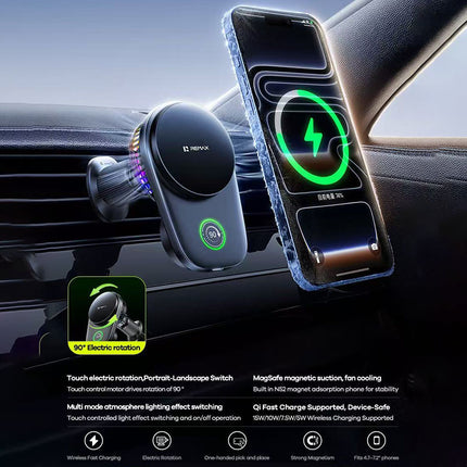REMAX Electric Cooling Fan Magnetic Wireless Charging & Car Holder