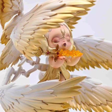 Handmade SKULLPANDA Seraphim Statue | Six-Winged Guardian Custom Figure | POP MART Exclusive