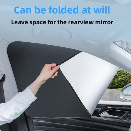 Magnetic Car Sunshade | Silver Coated Fabric UV Block Privacy Shield Universal Fit for Windows