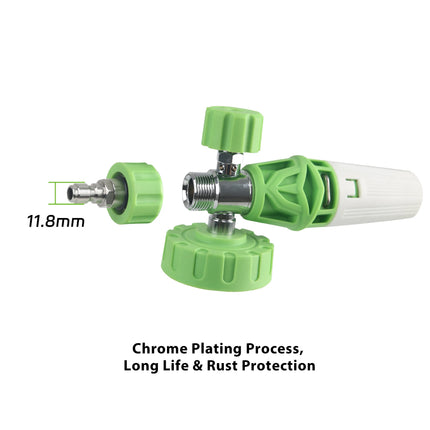 Professional Foam Cannon with Wide Mouth Nozzle - Anti-Rust Electroplated Aluminum, Quick Connect, Fan Spray Pattern