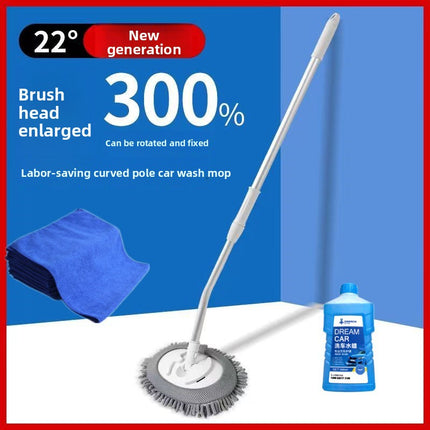 360° Rotating Car Wash Mop with Extendable Bendable Handle - Soft Microfiber for Wet & Dry Cleaning