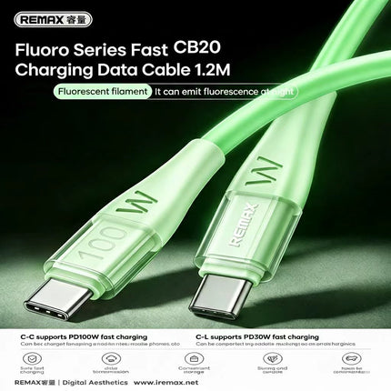 REMAX Fluoro Series Fast Charging USB-C to USB-C 100W Data Cable 1.2M