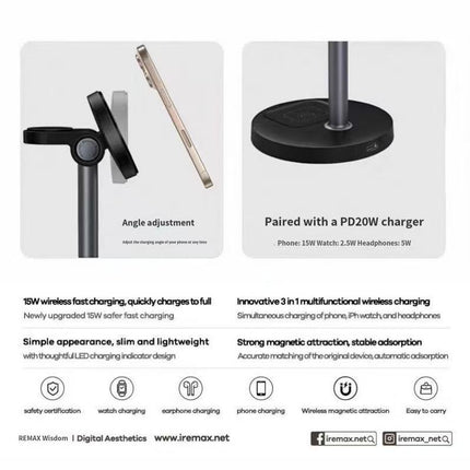 REMAX 3-in-1 Rotatable Wireless Phone Charger 20.5W