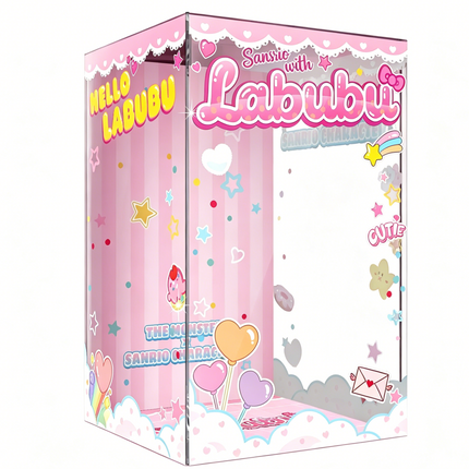POP MART Labubu x Sanrio Themed Acrylic Display Case, 12x12x19cm
