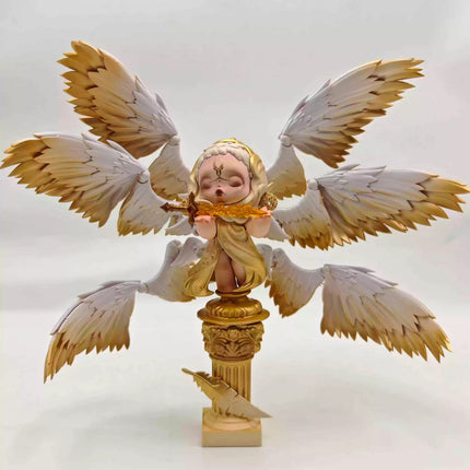 Handmade SKULLPANDA Seraphim Statue | Six-Winged Guardian Custom Figure | POP MART Exclusive