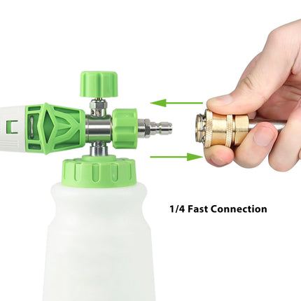 Professional Foam Cannon with Wide Mouth Nozzle - Anti-Rust Electroplated Aluminum, Quick Connect, Fan Spray Pattern