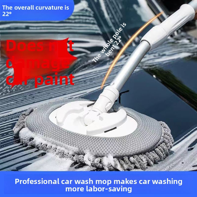 360° Rotating Car Wash Mop with Extendable Bendable Handle - Soft Microfiber for Wet & Dry Cleaning