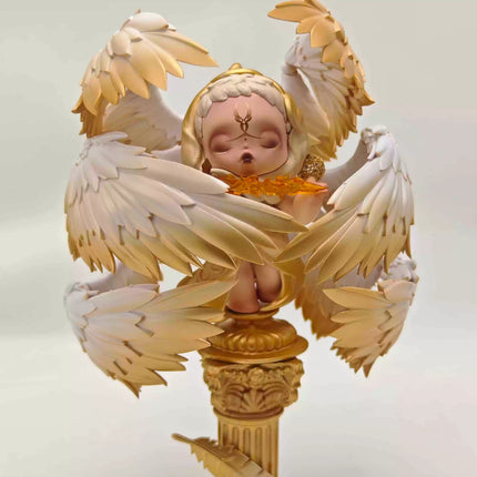 Handmade SKULLPANDA Seraphim Statue | Six-Winged Guardian Custom Figure | POP MART Exclusive