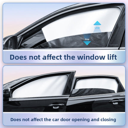 Magnetic Car Sunshade | Silver Coated Fabric UV Block Privacy Shield Universal Fit for Windows