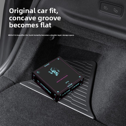 Tesla Model Y Trunk Side Storage Box Set | TPE Waterproof Organizer with Pull Handle Cover 4 Piece