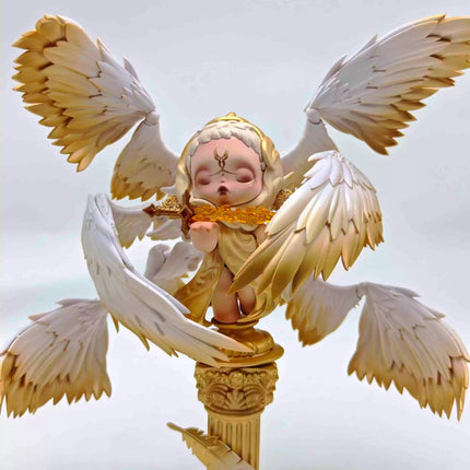 Handmade SKULLPANDA Seraphim Statue | Six-Winged Guardian Custom Figure | POP MART Exclusive